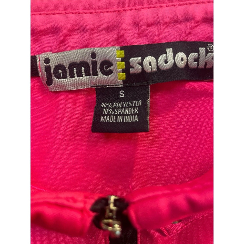 Jamie Sadock Top Womens Small Pink Golf 1/4 Zip Polo Short Sleeves Stretch Knit - Picture 5 of 7